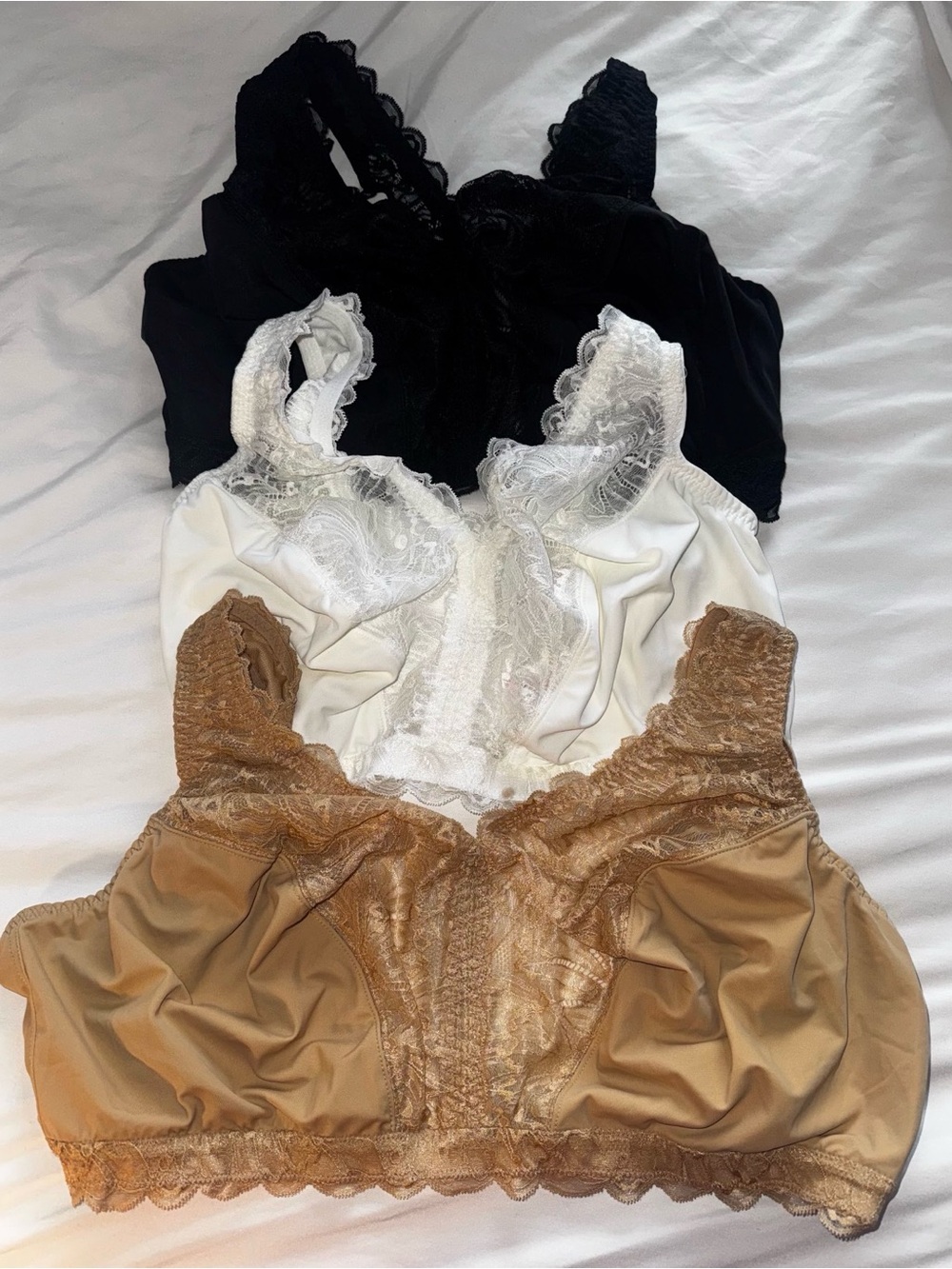 Breezies Soft Support Lace Wirefree Unlined Bra Set of 3 Basic Sz-2X A713658